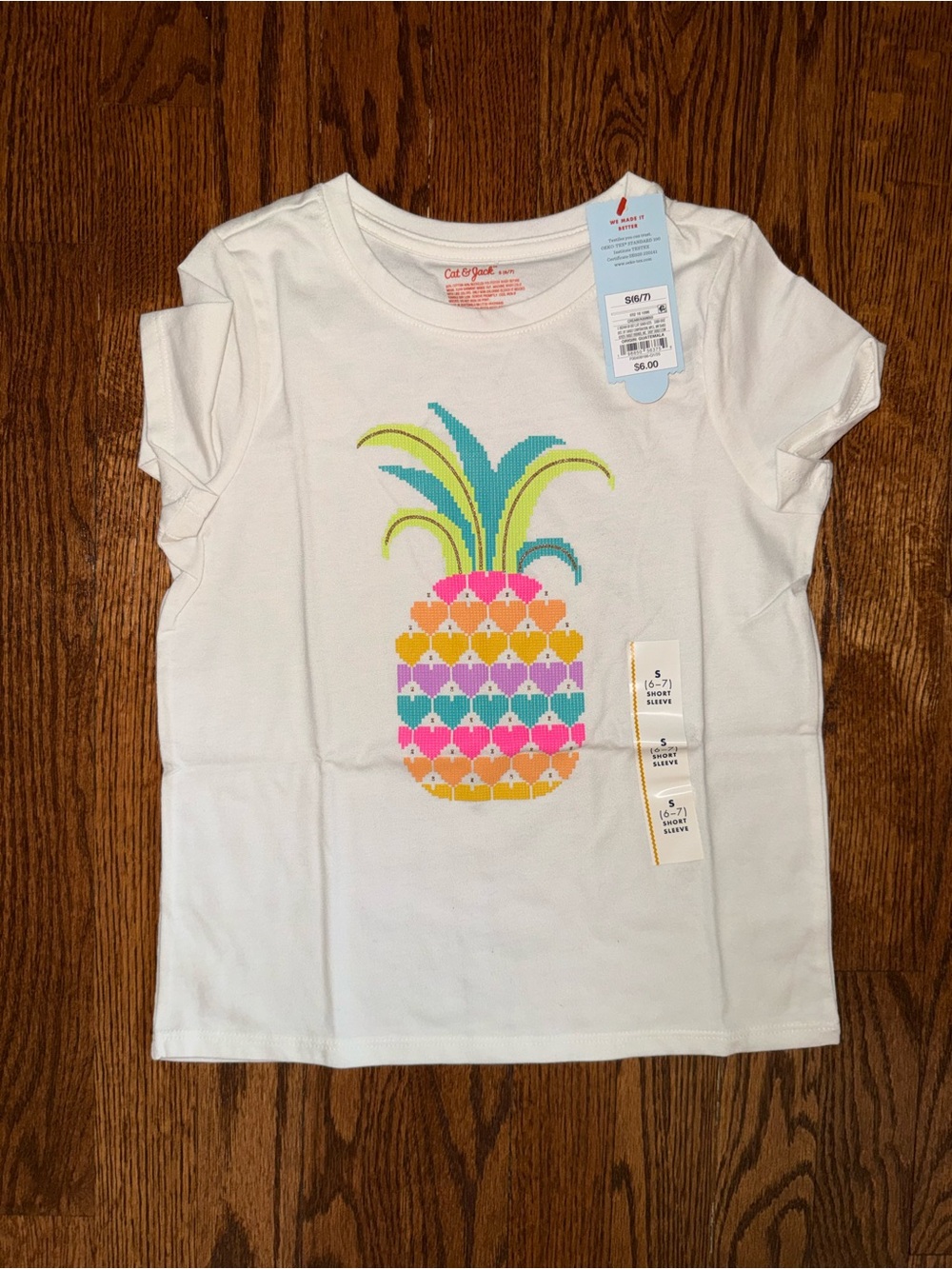 Cat & Jack White Tee with Multicolor Pineapple Graphic